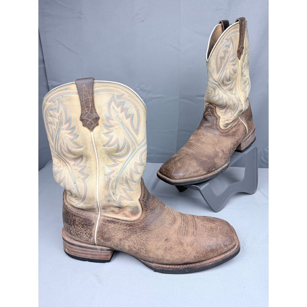 Ariat Sport Wide Square Toe Mens Distressed Brown Leather Western Boots 13 EE
